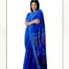Sheetal Hathkargha Handwoven Royal Blue & Orange Cotton Block Printing Saree
