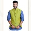 Sheetal Hathkargha Men Handwoven Pastel Green Color Pure Cotton Modi Jacket