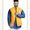 Sheetal Hathkargha Men Handwoven Yellow Color Pure Cotton Modi Jacket