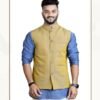 Sheetal Hathkargha Men Handwoven Tickseed Yellow Color Pure Cotton Modi Jacket