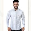 Sheetal Hathkargha Handwoven Cotton White & Grey Striped Casual Shirt