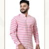 Sheetal Hathkargha Handwoven Cotton White & Red Striped Casual Shirt