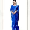 Sheetal Hathkargha Handwoven Royal Blue & White Cotton Block Printing Saree