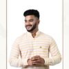 Sheetal Hathkargha Handwoven Cotton White & Yellow Striped Casual Shirt